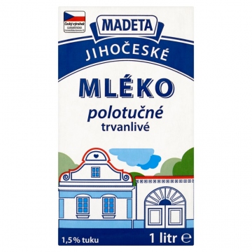 Madeta Jihočeské mléko polotučné trvanlivé 1 l