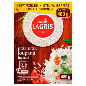 Lagris Rýže dlouhozrnná varné sáčky 480g
