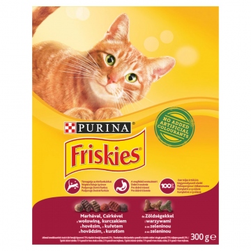 PURINA Friskies Sterilized s Hovězím a kuřetem se zelen. granule pro kočky 300g