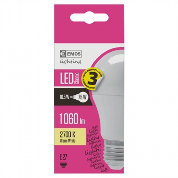 Emos žárovka led e27 10,5w a60 warm white 1ks