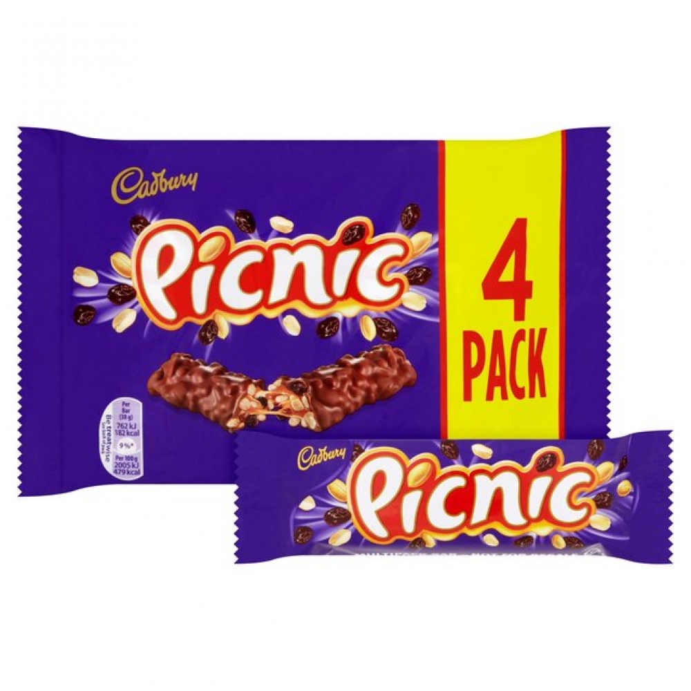 Cadbury Picnic Čokoládové Tyčinky 4 x 38g (152g) UK