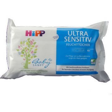 HiPP Baby sanft čistící vlhčené ubrousky Ultra Sensitiv 52 ks