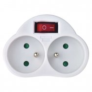 EMOS Adaptor - Rozbočovací zásuvka 2X kulatá s vypínačem, bílá P0062