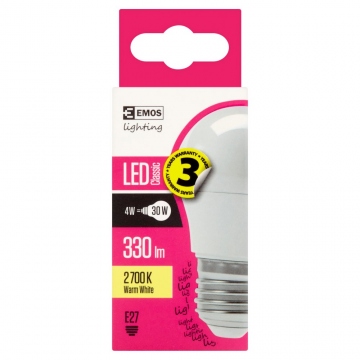 Emos LED žárovka Classic 4W=30W E27, Teplá bílá 2700K 1ks