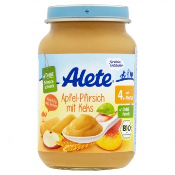 Alete Bio příkrm - jablko s broskví a sušenkami 190g