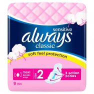 Always vložky classic wings sensitive maxi 9ks (size2)