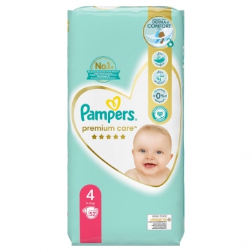 PAMPERS Premium Care 4 (9-14kg) Maxi 52ks
