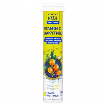 MaxiVita šumivé tablety exclusie vitamin c + rakytník 80g