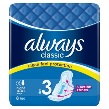 Always vložky classic night 8ks (size3)