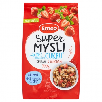 Emco Super Mysli bez cukru křupavé s jahodami 500g