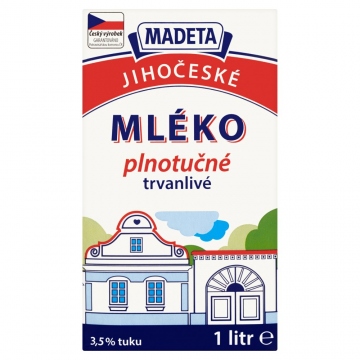 Madeta Jihočeské mléko plnotučné trvanlivé 1 l