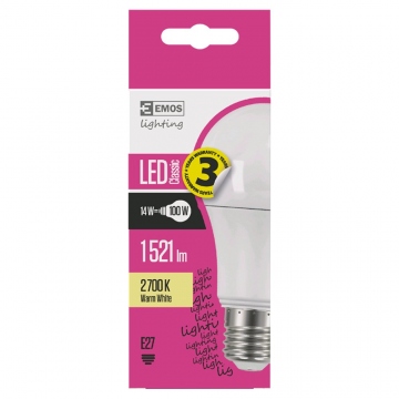 Emos LED žárovka 14W = 100W E27, Teplá bílá 2700K 1ks ZQ5160