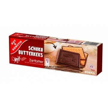 Edeka Máslové sušenky máčené v hořké čokoládě 125g