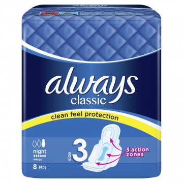 Always vložky classic night 8ks (size3)