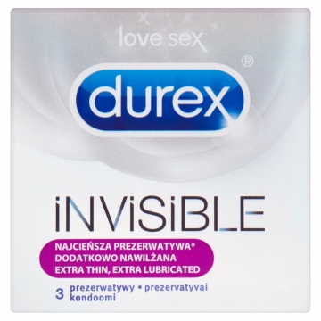Durex kondom invisible extra lubricated 3ks