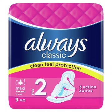 Always vložky classic wings maxi 9ks (size 2)