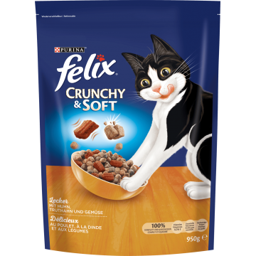 Purina Felix 960g Crunchy & Soft tuňák & zeleninou mořské plody (žlutý)