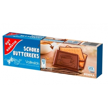 Edeka Máslové sušenky s mléčnou čokoládou 125g