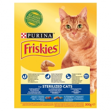 PURINA Friskies Sterilized s lososem a se zeleninou granule pro kočky 300g