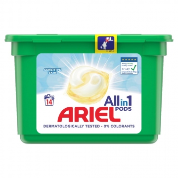 Ariel Sensitive 3v1 gelové kapsle na praní prádla 14 kusů