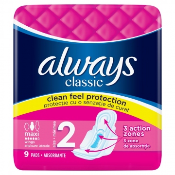 Always vložky classic wings maxi 9ks (size 2)